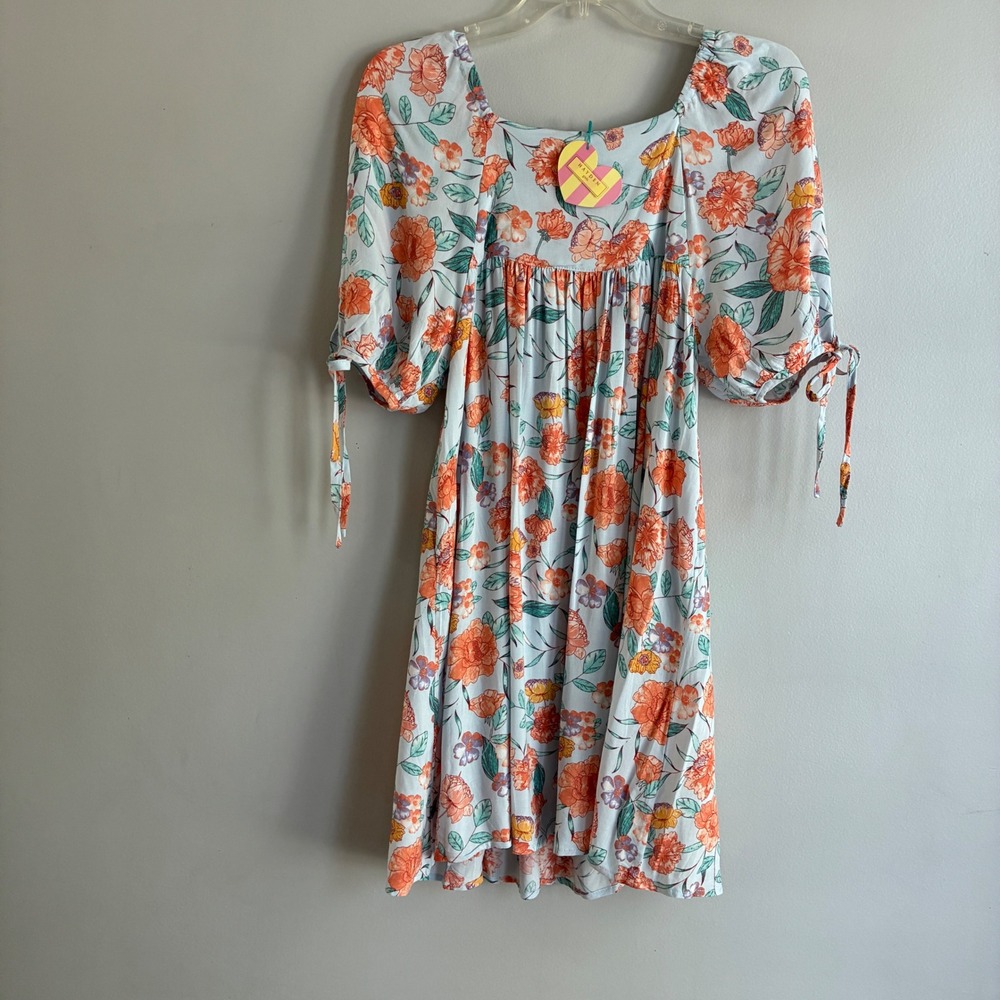 Hayden Los Angeles Girls Floral Dress XL Blue Orange Boho Cottagecore‎